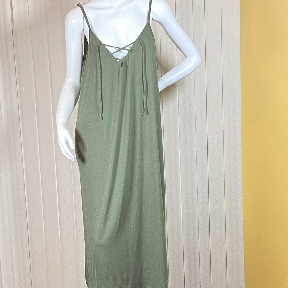 Miken Green Lace-Up Swimsuit Cover-Up Dress XL NWT